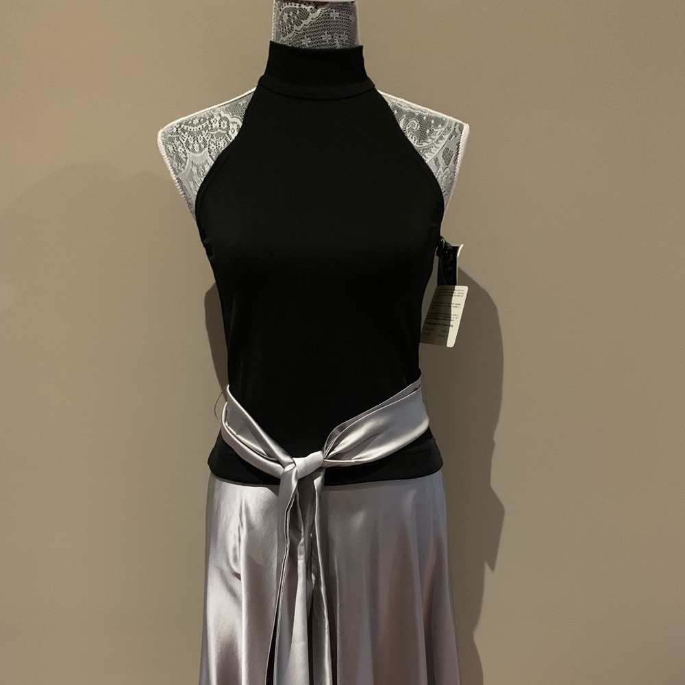 Tadashi Black & Silver Halter Cocktail Dress